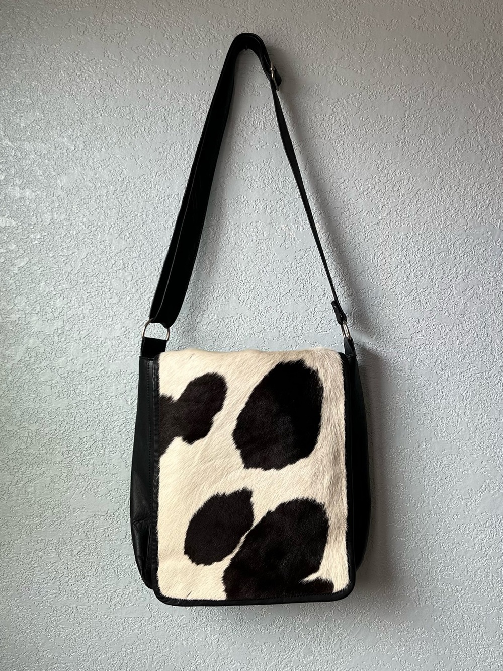 Y2K Cow Print Western Calf Hair Leather Shoulder Book Bag Purse